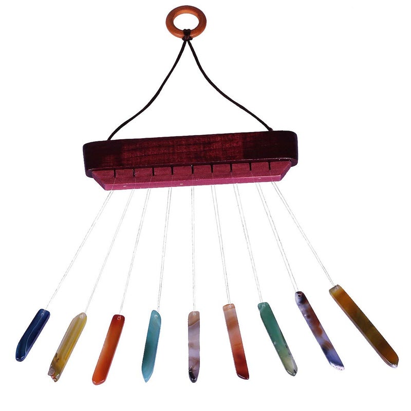 Rockcloud Agate Slices Geode Wind Chime Home Garden Decoration Figurine - Image 3